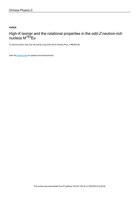 PDF High K Isomer And The Rotational Properties In The Odd Z