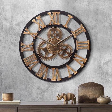 HBWJSH Silencieux 3D Style européen rétro créatif Horloge Murale