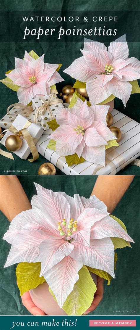 Watercolor Crepe Paper Poinsettias Member Make Workshop Handmade Flowers Paper Paper