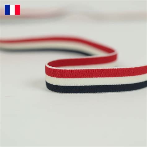 Mm Ruban Lastique Plat Tricolore Tricot Bleu Blanc Rouge