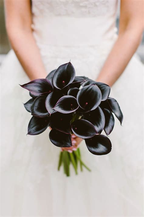 Modern Black Bridal Bouquet At The Rainbow Room In New York City