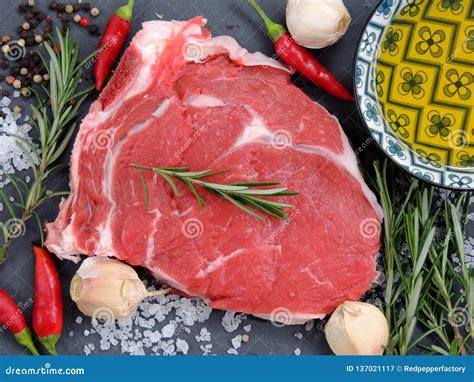 Raw Meat Beef Steak With Spice Stock Image Image Of Tomato Fillet