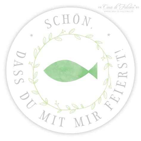 Kommunion Aufkleber Fisch Schön dass Du mit mir feierst Casa di