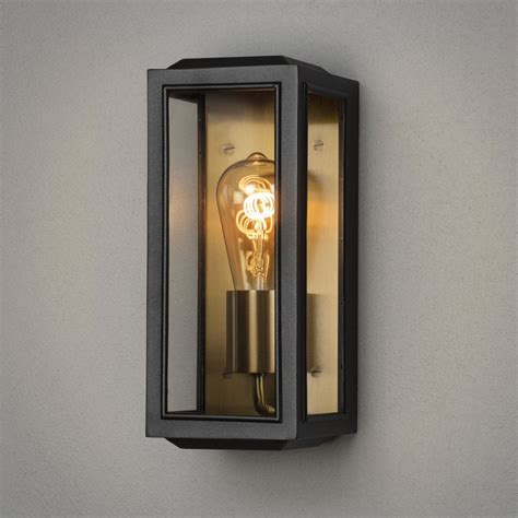 Konstsmide Carpi Small IP44 Exterior Wall Light In Black Brass