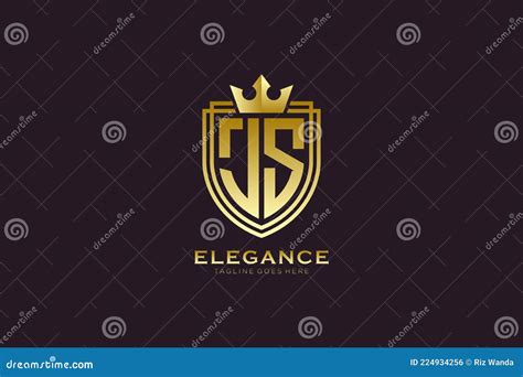 Initial Js Elegant Luxury Monogram Logo Or Badge Template With Scrolls