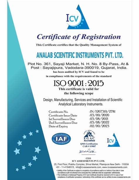 Certifications Analab Scientific Instruments Pvt Ltd