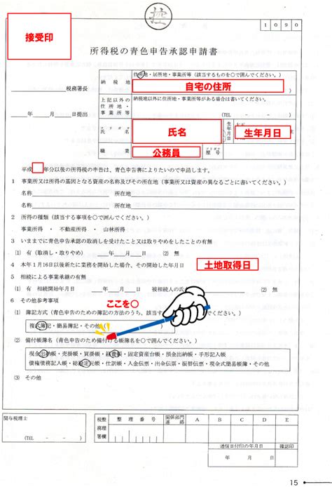 所得税の青色申告承認申請書の書き方