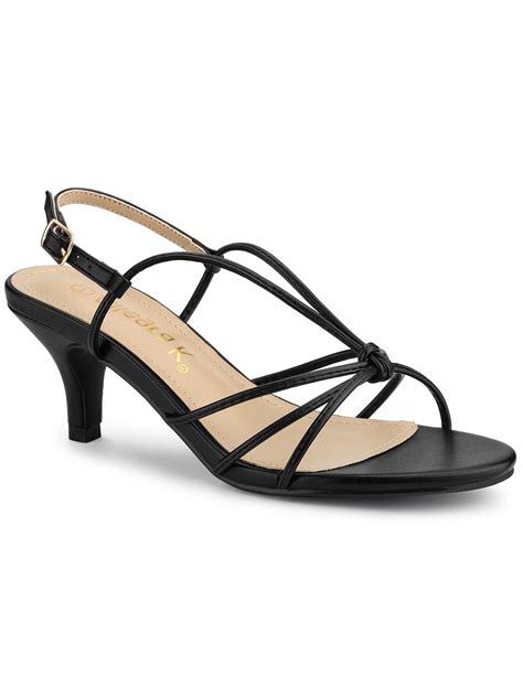 Allegra K Womens Strappy Slingback Kitten Heel Sandals