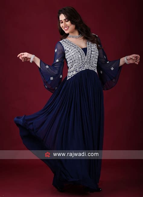 Designer Navy Blue Anarkali Suit