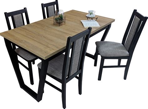 Komplet stół prostokątny 140 x 80 cm rozkłada się do 180 cm + krzesła 4 ...