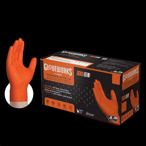 Industrial Orange Nitrile Gloves