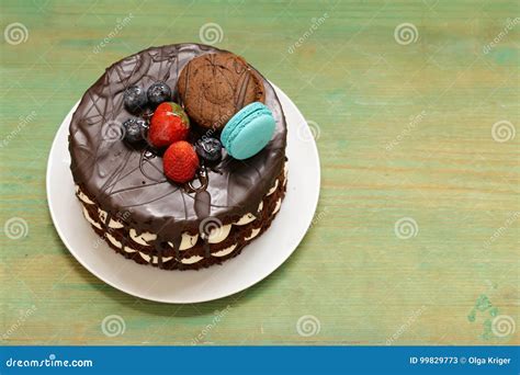 Open Naked Chocolate Cake With Vanilla Cream Stock Image Image Of Celebration Layer