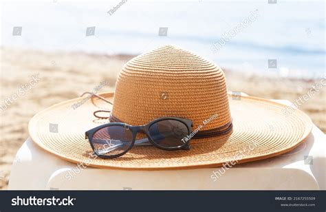 Straw Hat Sunglasses On Beach Beach