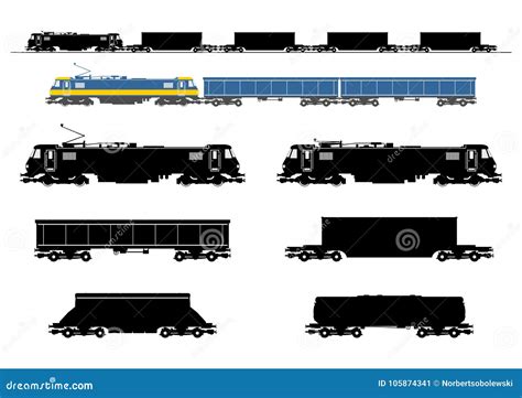 Freight train silhouette. stock vector. Illustration of industrial - 105874341