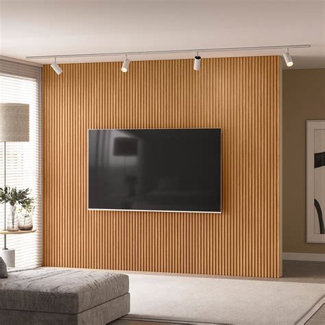 Painel Ripado Modular Mm Para Tv At Polegadas Nature