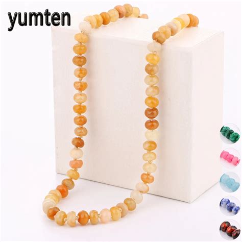 Yumten Yellow Topaz Necklace Bead Chain Choker Women Clavicle Chain