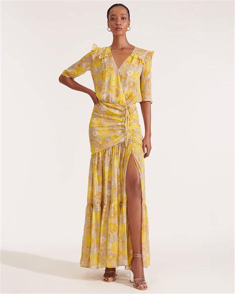 Veronica Beard Mick Floral Maxi Dress In Yellow Lyst