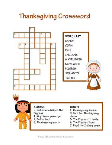 10 Superfun Thanksgiving Crossword Puzzles | Kitty Baby Love