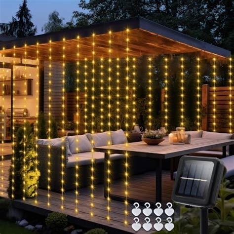 Rideaux lumineux solaires imperméables avec minuteur 8 modes pour Noël