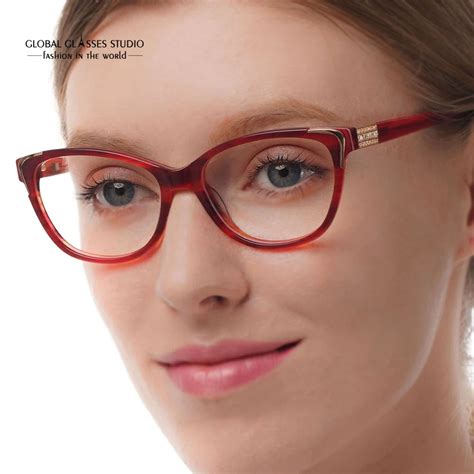 Hand Made Acetate Eyeglass Frames Fashion Lady New Designer Eyewear Glasses With Shiny ...