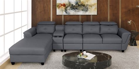 Buy Impero Leatherette RHS Sectional Sofa In Grey Colour At 26 OFF By