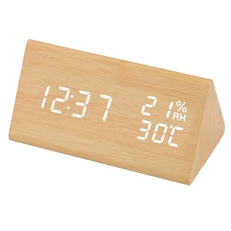 Led En Bois Horloge De Table De Commande Vocale Num Rique Horloge