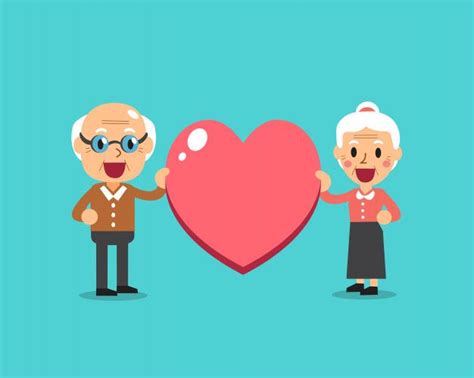 Abuelos felices con gran corazón signo v Premium Vector Freepik