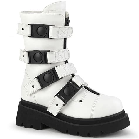 Renegade Womens White Combat Boot| Demonia Gothic Platform Boots