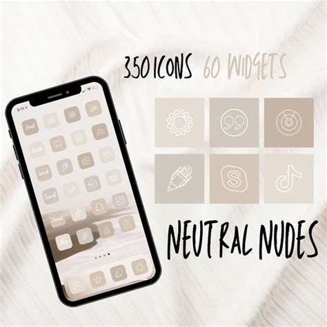 Nude Neutrals App Icon Pack IOS Cream Beige Etsy UK