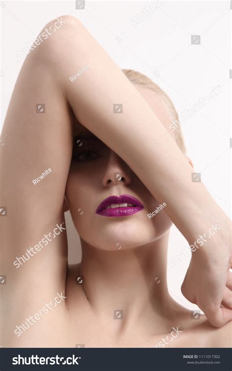 Naked Woman Purple Lipstick Stock Photo Shutterstock
