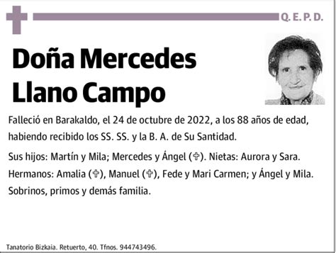 Mercedes Llano Campo Esquela Necrológica El Correo