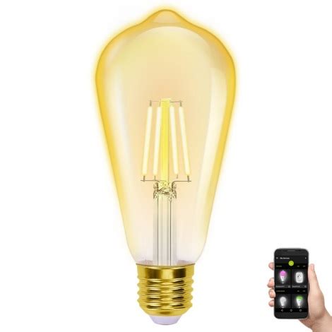 Dimmbare LED Glühbirne FILAMENT ST64 E27 6W 230V 2700 6500K Wi Fi