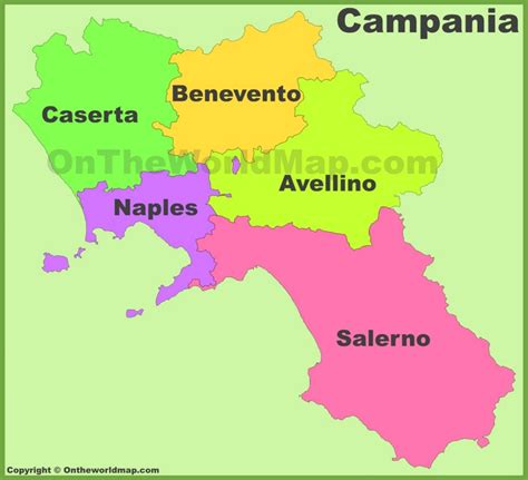 Campania provinces map - Ontheworldmap.com