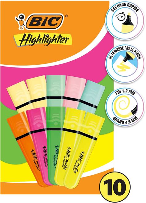 BIC Highlighter Grip Pastel Surligneurs à Pointe Biseautée Modulable