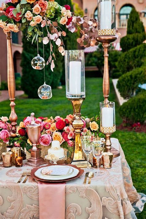 ️ 40 Rose Gold Metallic Wedding Color Ideas Hi Miss Puff Gold Wedding Centerpieces Head