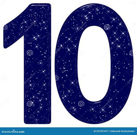 numeral  ten   star sky texture imitation isolated