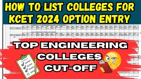 HOW TO LIST THE COLLEGES FOR KCET 2024 OPTION ENTRY TOP 10