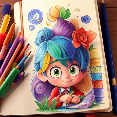 Premium Photo | Sketchbook and pencil colored masterpieces 3d animation ...