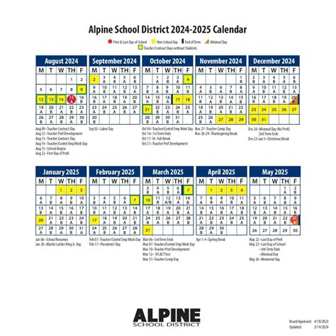 Alpine School District 2024-2025 Calendar | Academic PDF