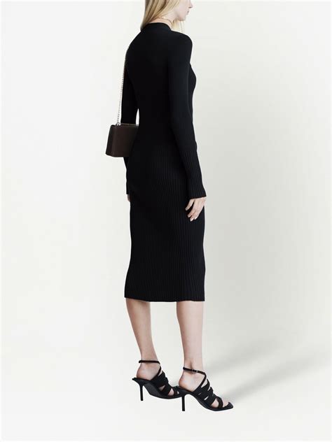 Dion Lee Ribbed Knit Cotton Blend Dress Black Farfetch