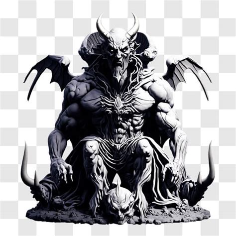 Download Demon Statue Art Installation with Skuls and Horns PNG Online ...