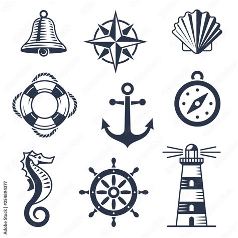 Vecteur Stock Set Of Marine Nautical Icons Adobe Stock