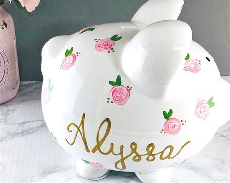 Piggy Bank For Girls Personalized Piggy Bank Girls Baby Etsy