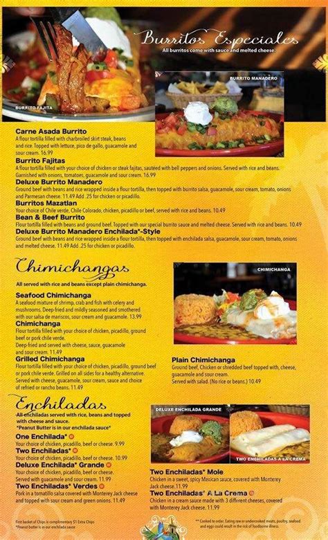 Menu Of Mazatlan Mexican Restaurant In Mountlake Terrace Wa