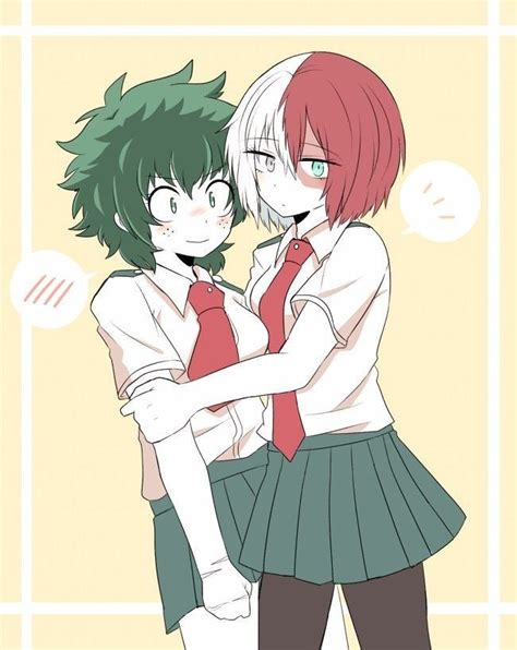 Genderbend Todoroki Shouto And Genderbend Midoriya Izuku Boku No Hero Academia Hero Genderbend