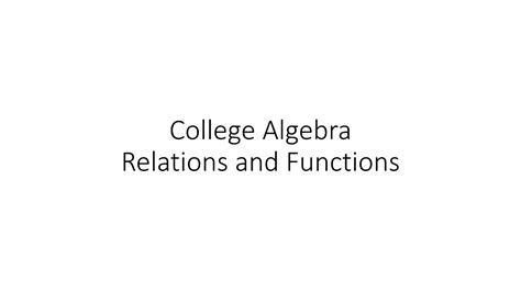 College Algebra Relations And Functions Youtube