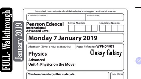 Edexcel Ial Physics Unit Jan Full Walkthrough Solution Youtube