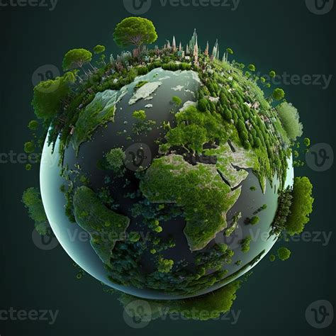 A Green Mini Planet Earth Illustration Of Planet Earth With A Giant