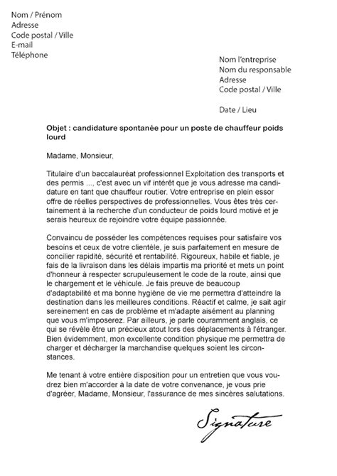 Lettre De Motivation Conducteur Poids Lourd Modèles2Lettres