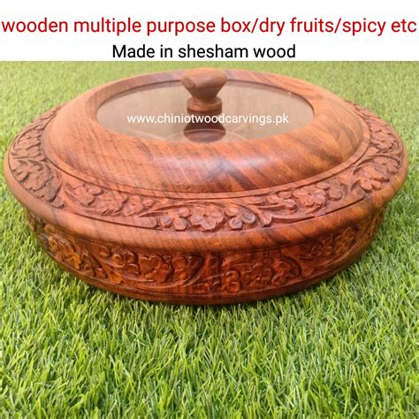 Wooden Dried Fruit Box Chiniot Wood Carving